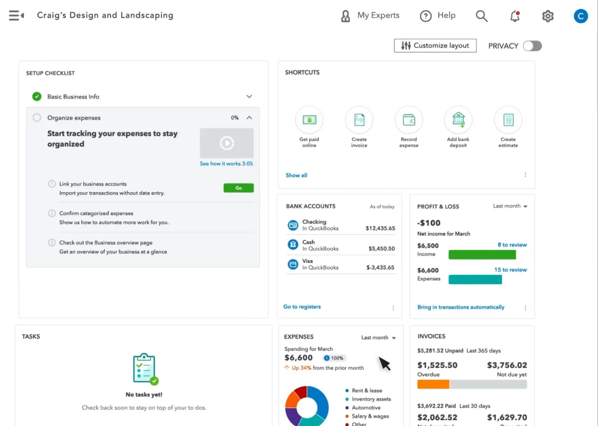 Craig's dashboard screen grab