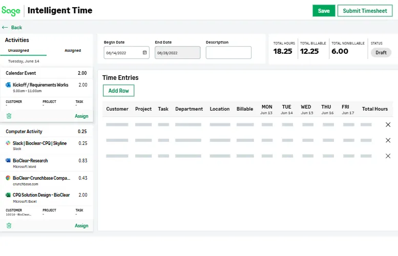 sage intelligent dashboard screen grab