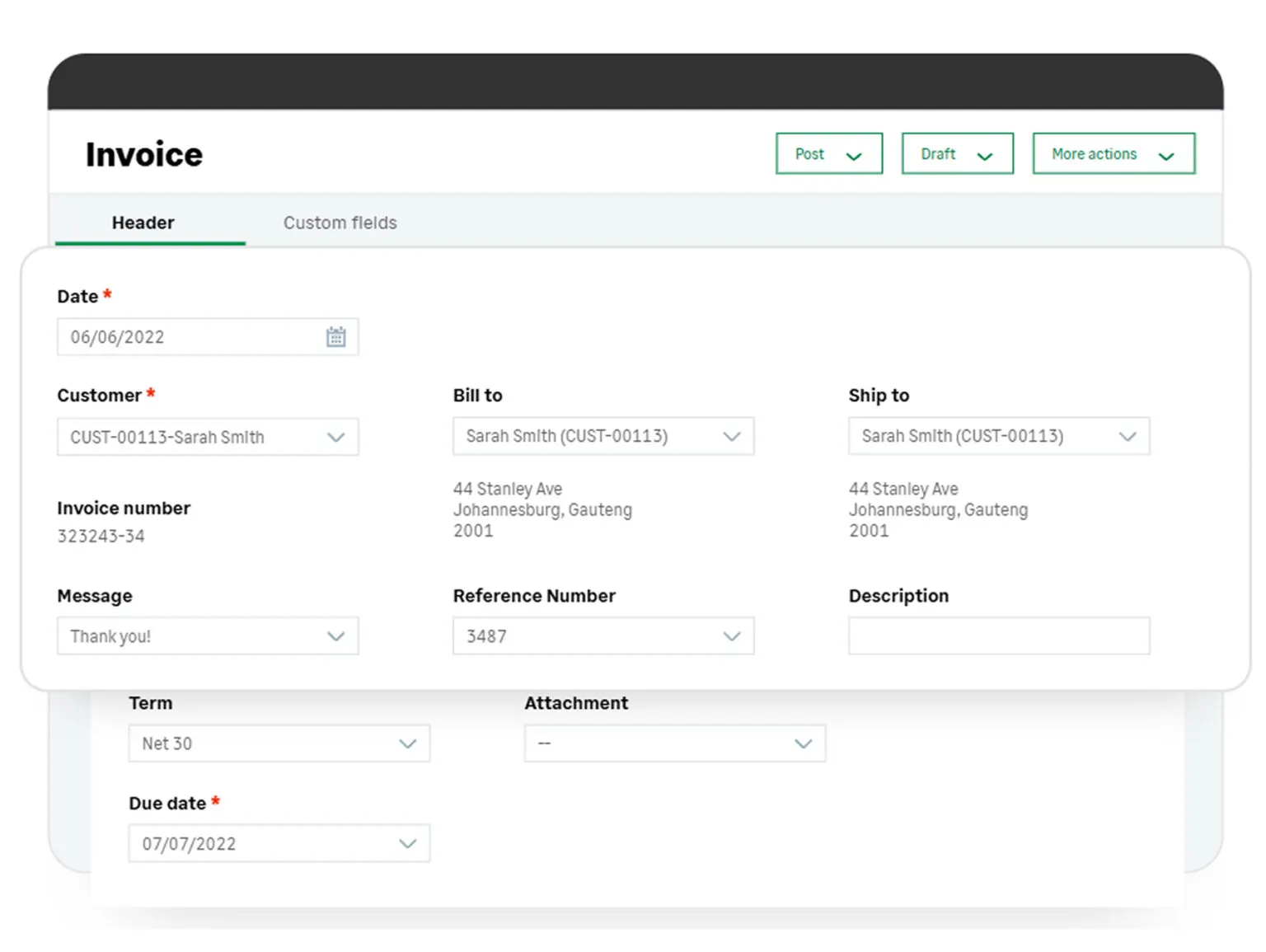 invoice dashboard screen grab