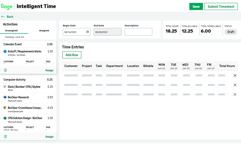 sage intelligent dashboard screen grab